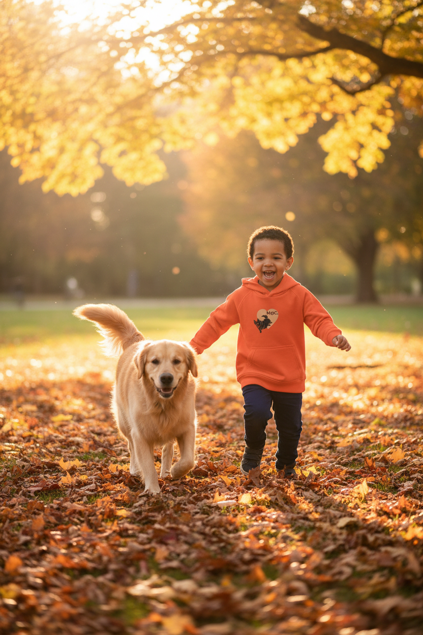 Felpa arancione bambino con cane