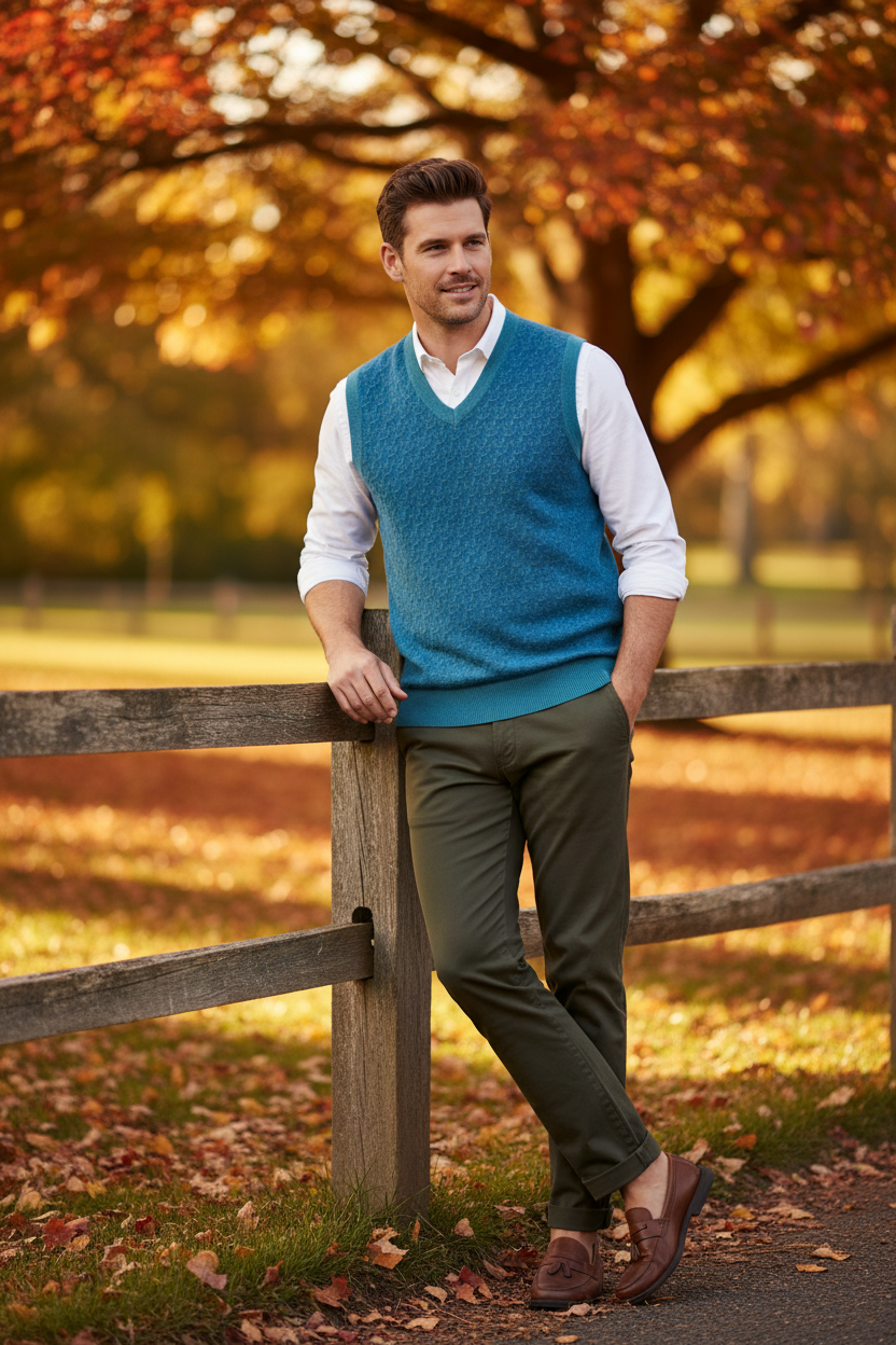 Gilet scollo V uomo - look autunnale casual chic